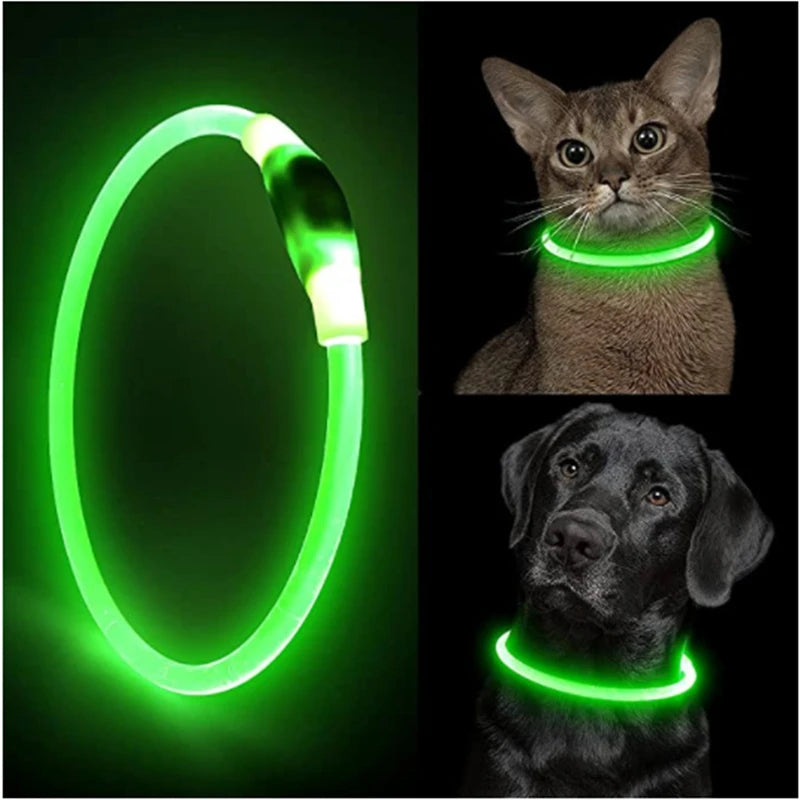 1pc Led Light Dog Collar Detachable Glowing Usb Charging Luminous Leash For Pet Dog Products Usb Charge Luminous Pet Accessories