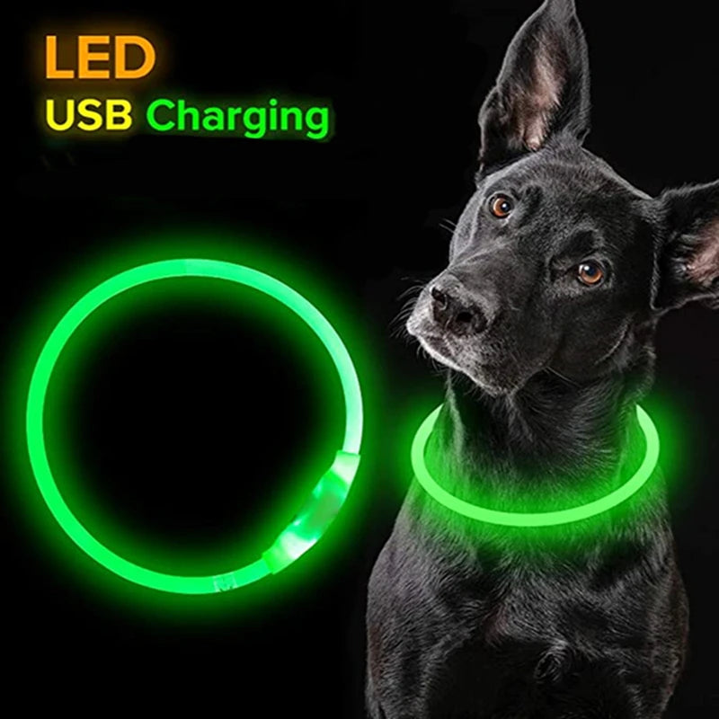 1pc Led Light Dog Collar Detachable Glowing Usb Charging Luminous Leash For Pet Dog Products Usb Charge Luminous Pet Accessories