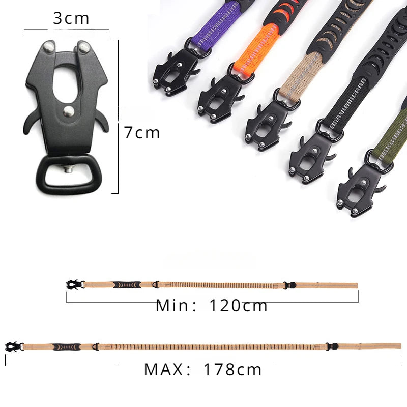 Reflective Shock Absorbing Pet Leashes with Car Seatbelt for Large Dogs Heavy Duty Tactical Bungee Dog Leash No Pull Dog Leash