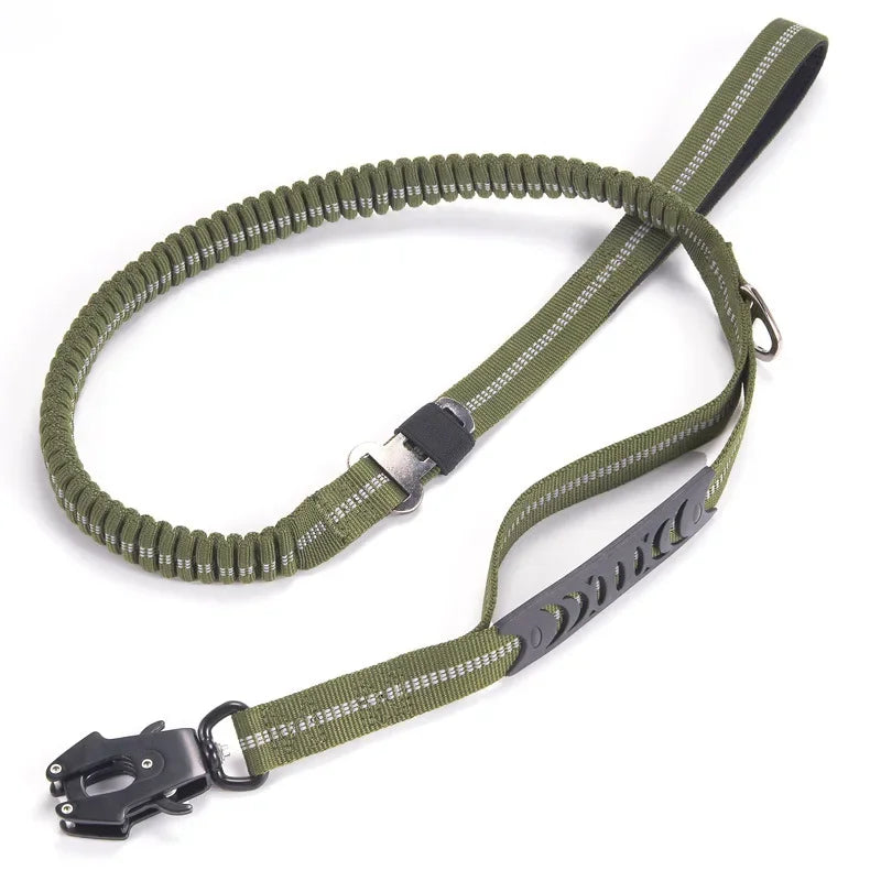 Reflective Shock Absorbing Pet Leashes with Car Seatbelt for Large Dogs Heavy Duty Tactical Bungee Dog Leash No Pull Dog Leash