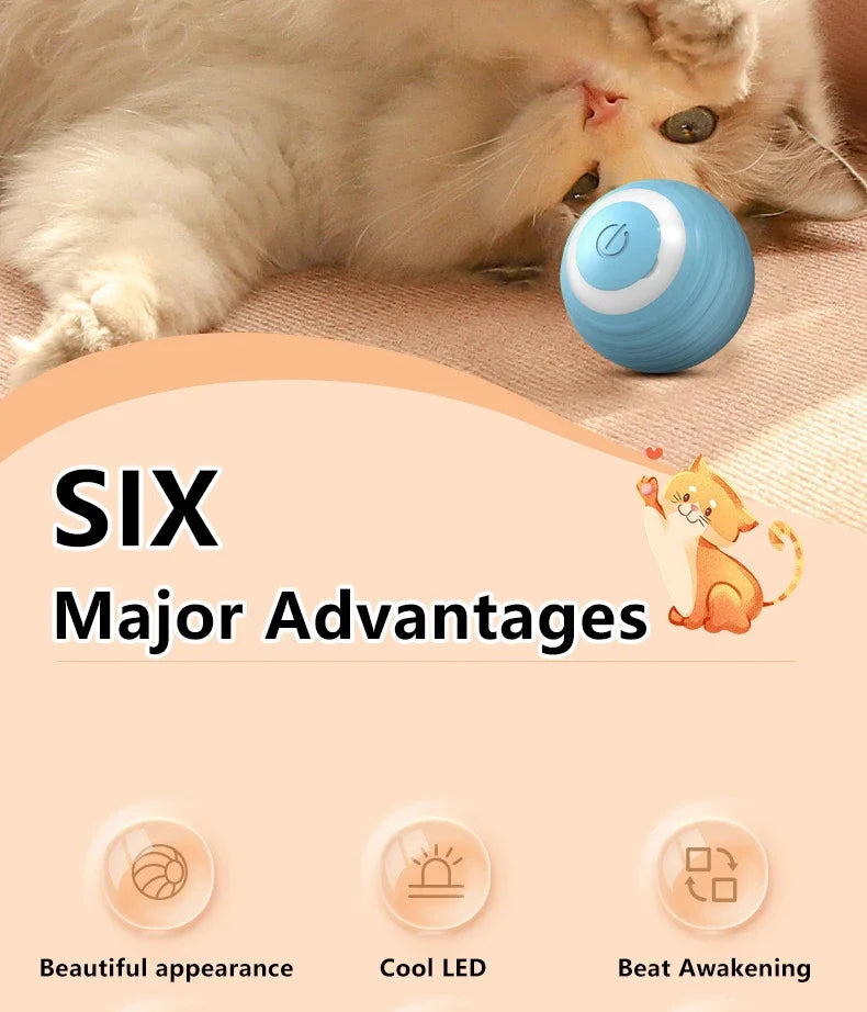 Cat's Accessories Spin Ball Pet Things for Cats Toys ABS Smart Scrolling USB Charging Electric Interactive Toy Supplies Products